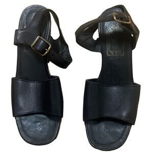 FRYE LANCE LEATHER RECYCLE‎ CORK HEEL SANDALS SIZE 38 1/2